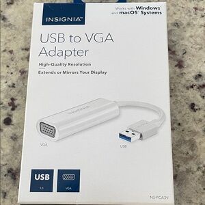 NWT Insignia USB to VGA Adapter
